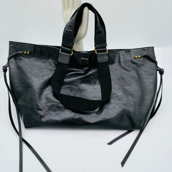 Isabel Marant Wardy Double Handle Leather Tote Bag in Black and Gold - Picture 16 of 16